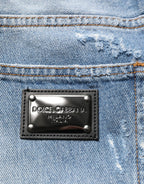 Dolce & Gabbana Blue Distressed Ripped Denim Trouser Jeans - Zeiniez