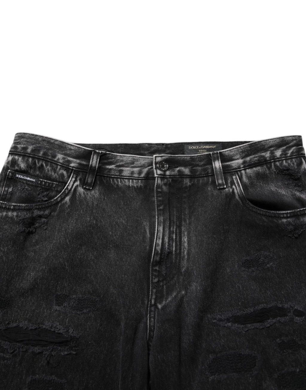 Dolce & Gabbana Black Washed Ripped Loose Cotton Denim Jeans - Zeiniez