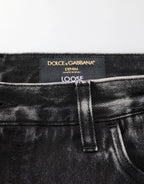 Dolce & Gabbana Black Washed Ripped Loose Cotton Denim Jeans - Zeiniez