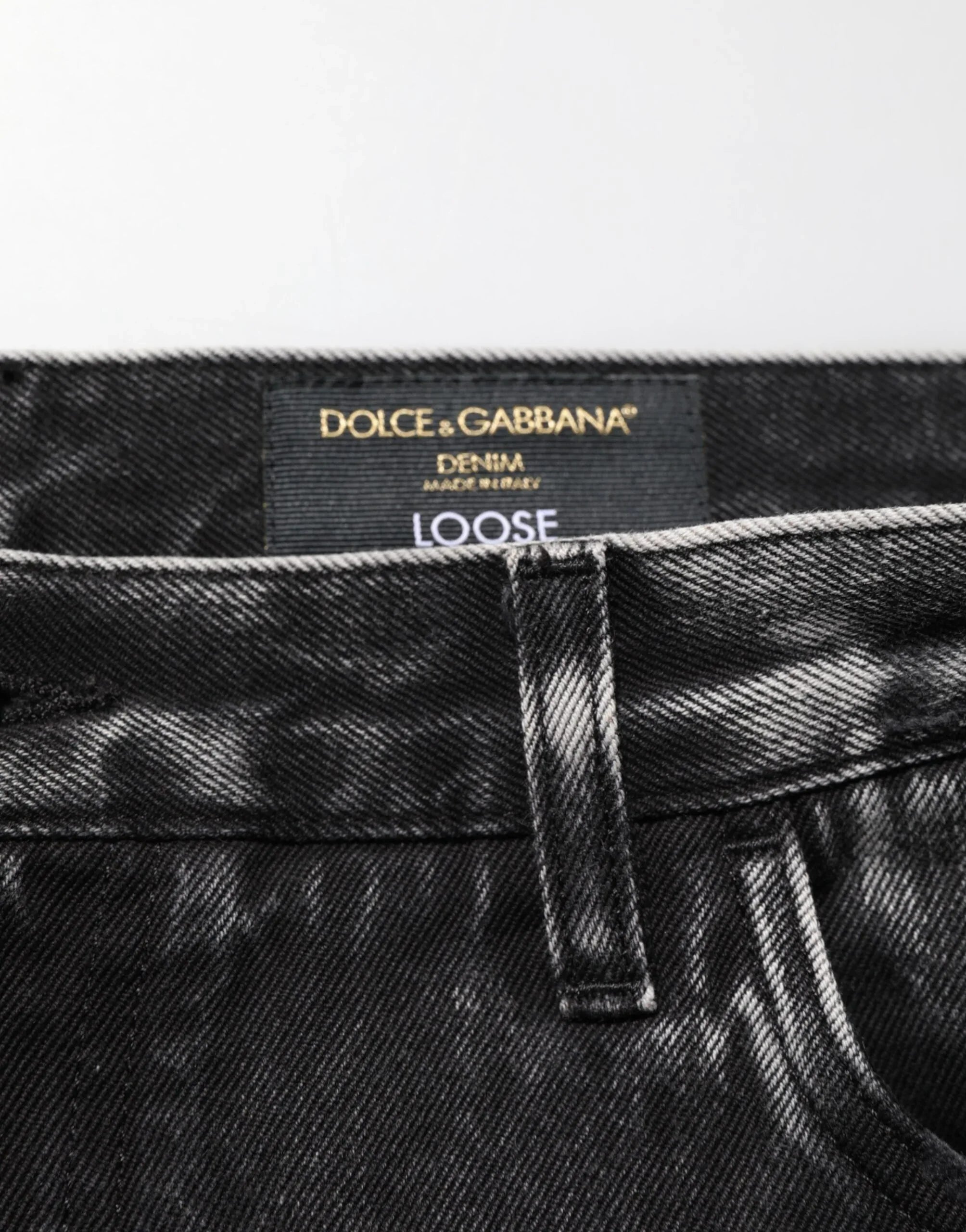 Dolce & Gabbana Black Washed Ripped Loose Cotton Denim Jeans - Zeiniez