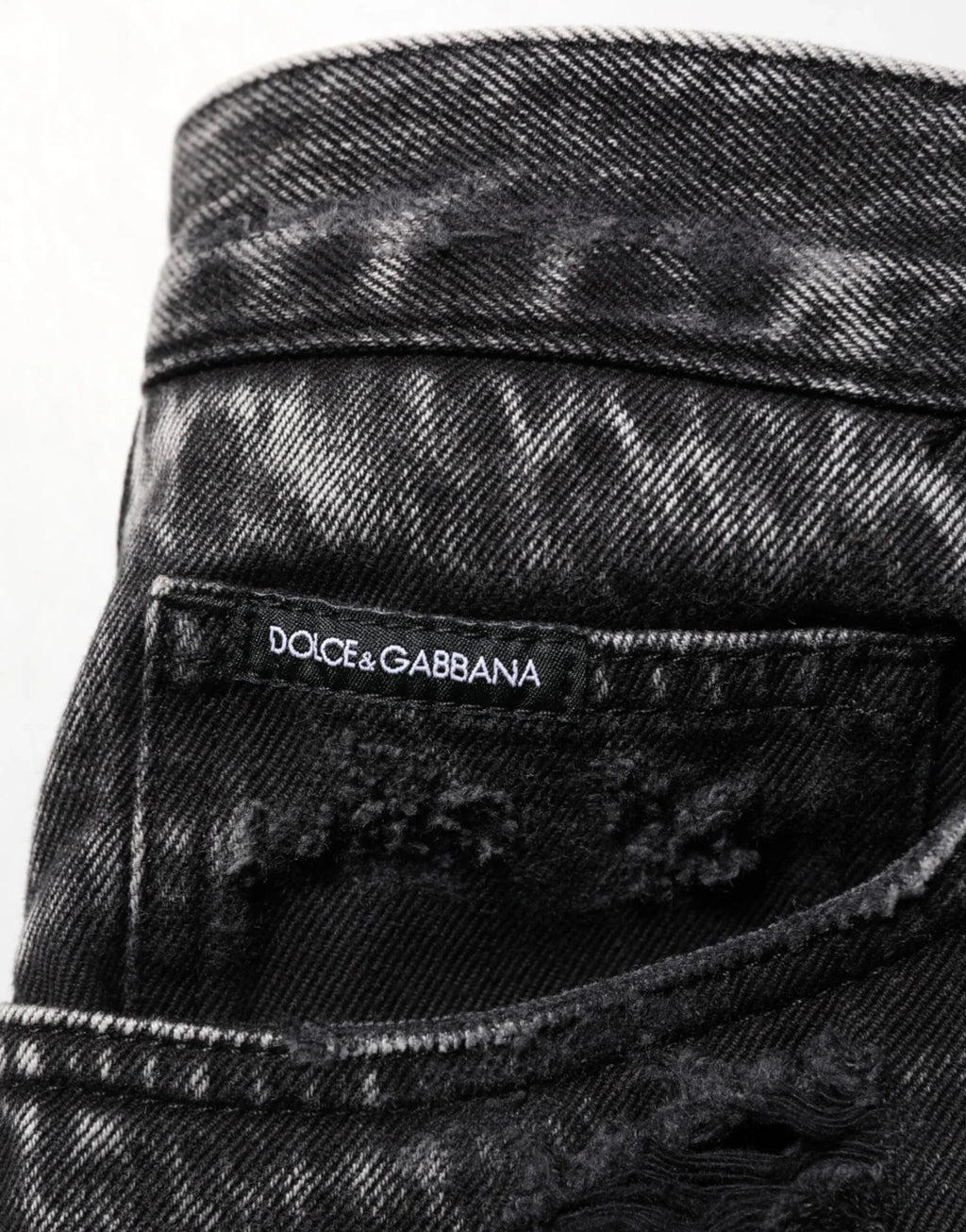 Dolce & Gabbana Black Washed Ripped Loose Cotton Denim Jeans - Zeiniez