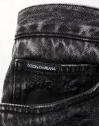 Dolce & Gabbana Black Washed Ripped Loose Cotton Denim Jeans - Zeiniez