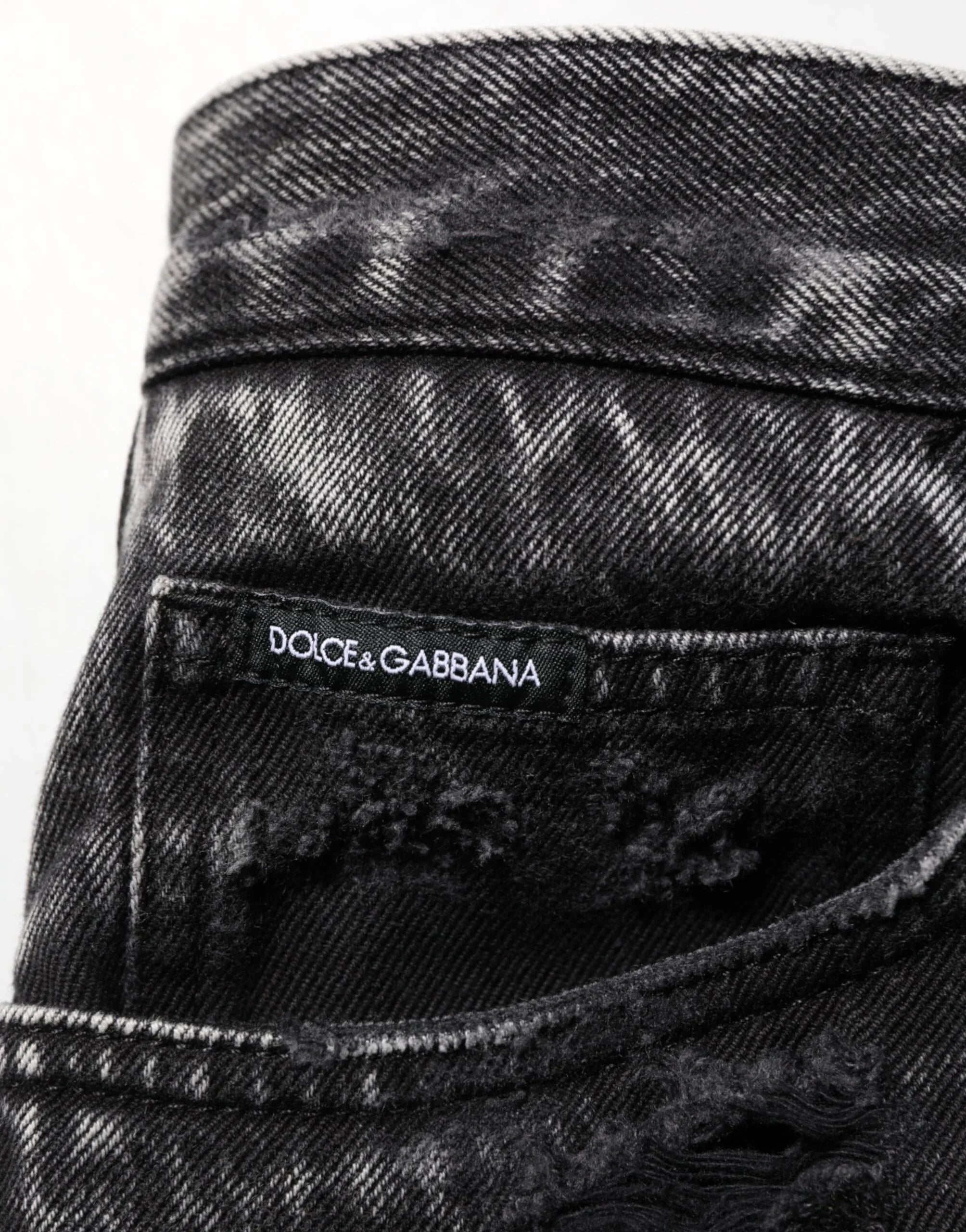 Dolce & Gabbana Black Washed Ripped Loose Cotton Denim Jeans - Zeiniez