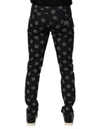 Dolce & Gabbana Black DG Monogram Cotton Skinny Denim Jeans - Zeiniez