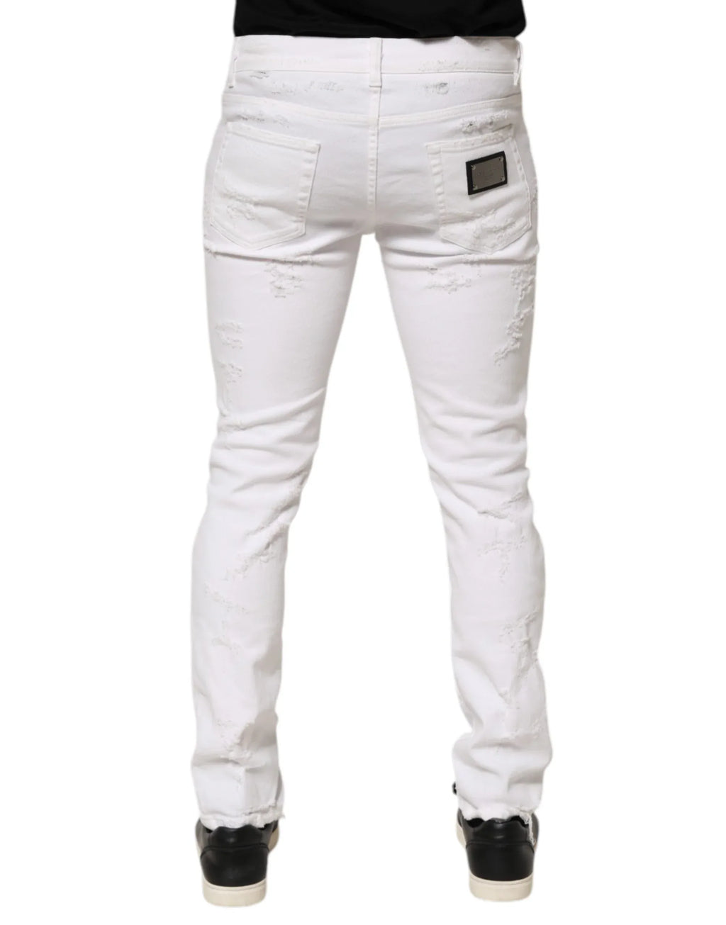 Dolce & Gabbana White Distressed Ripped Denim Trouser Jeans - Zeiniez