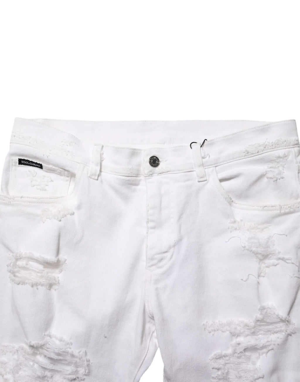 Dolce & Gabbana White Distressed Ripped Denim Trouser Jeans - Zeiniez