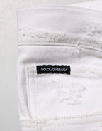Dolce & Gabbana White Distressed Ripped Denim Trouser Jeans - Zeiniez