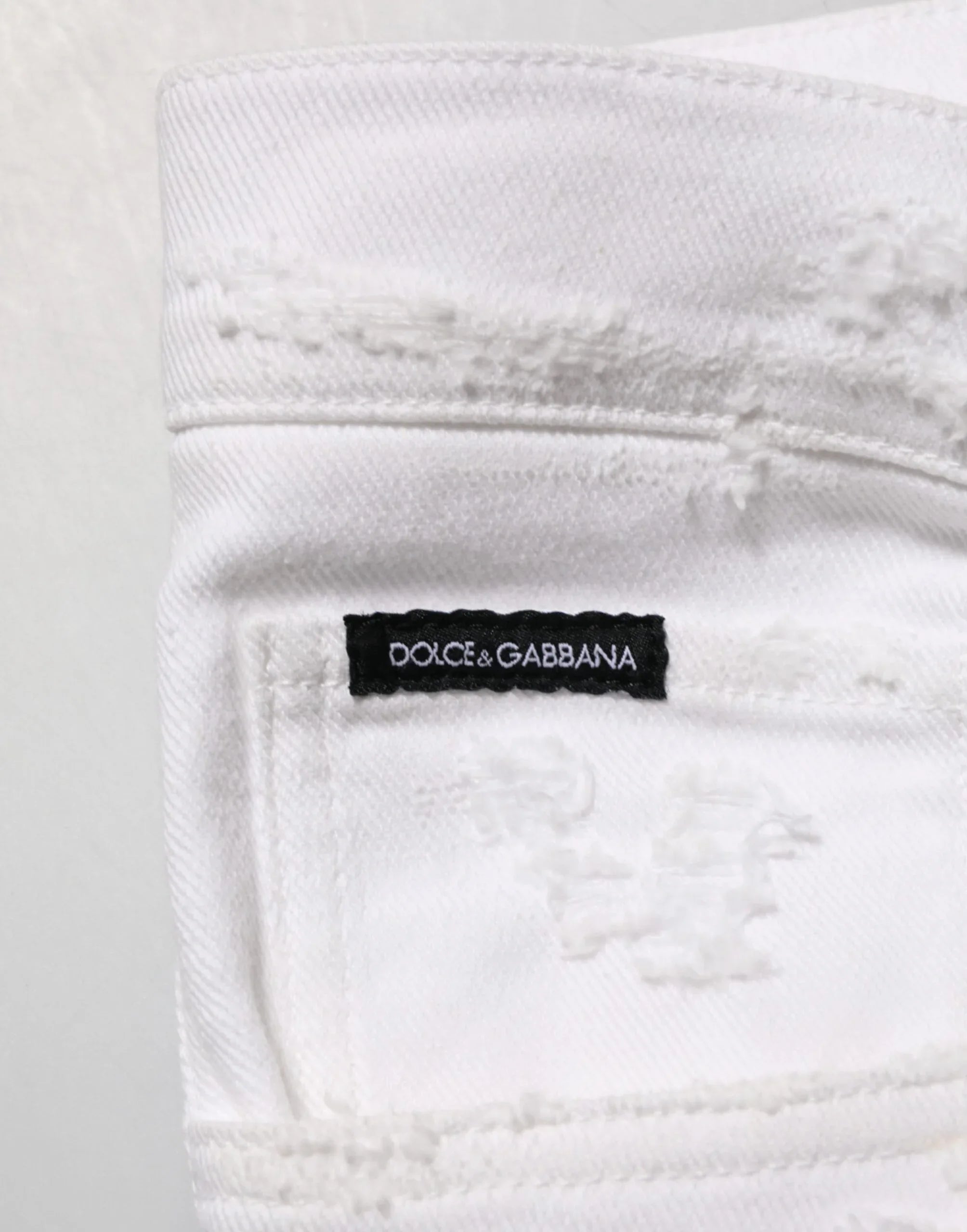 Dolce & Gabbana White Distressed Ripped Denim Trouser Jeans - Zeiniez