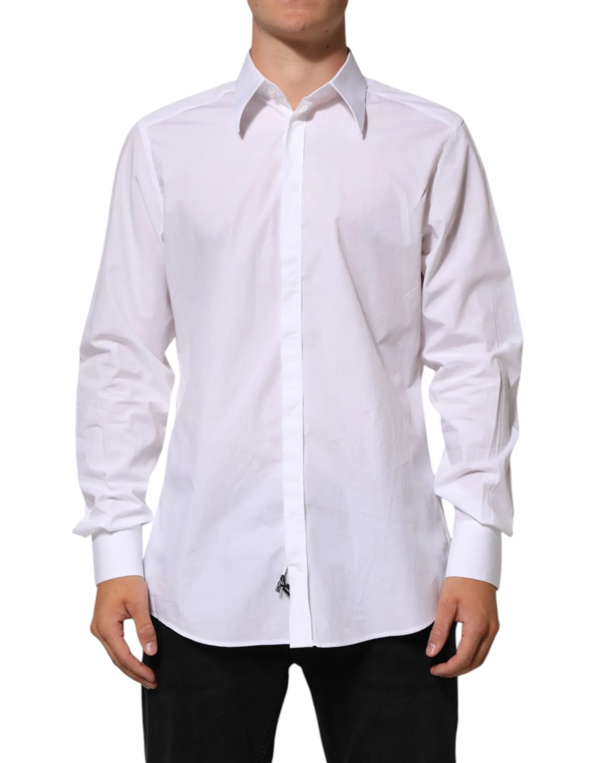 Dolce & Gabbana White Cotton MARTINI Men Formal Dress Shirt - Zeiniez