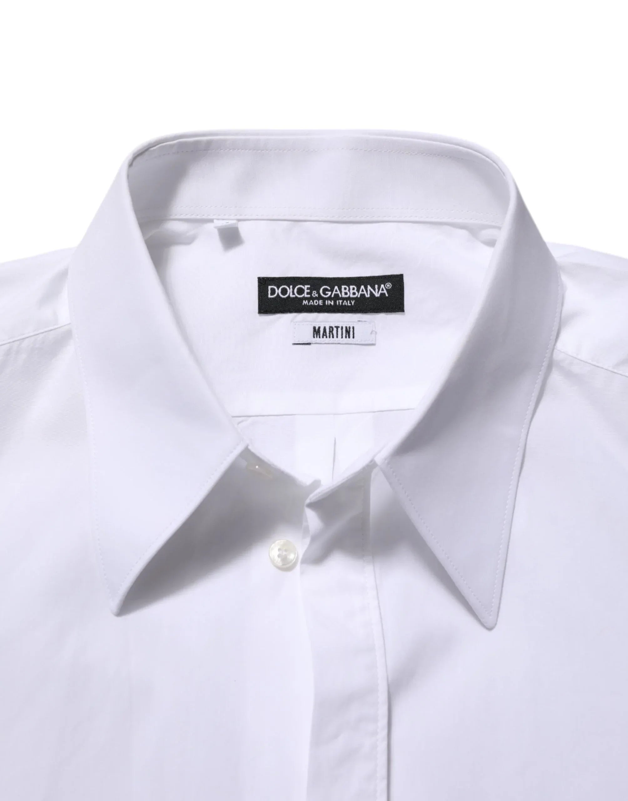 Dolce & Gabbana White Cotton MARTINI Men Formal Dress Shirt - Zeiniez