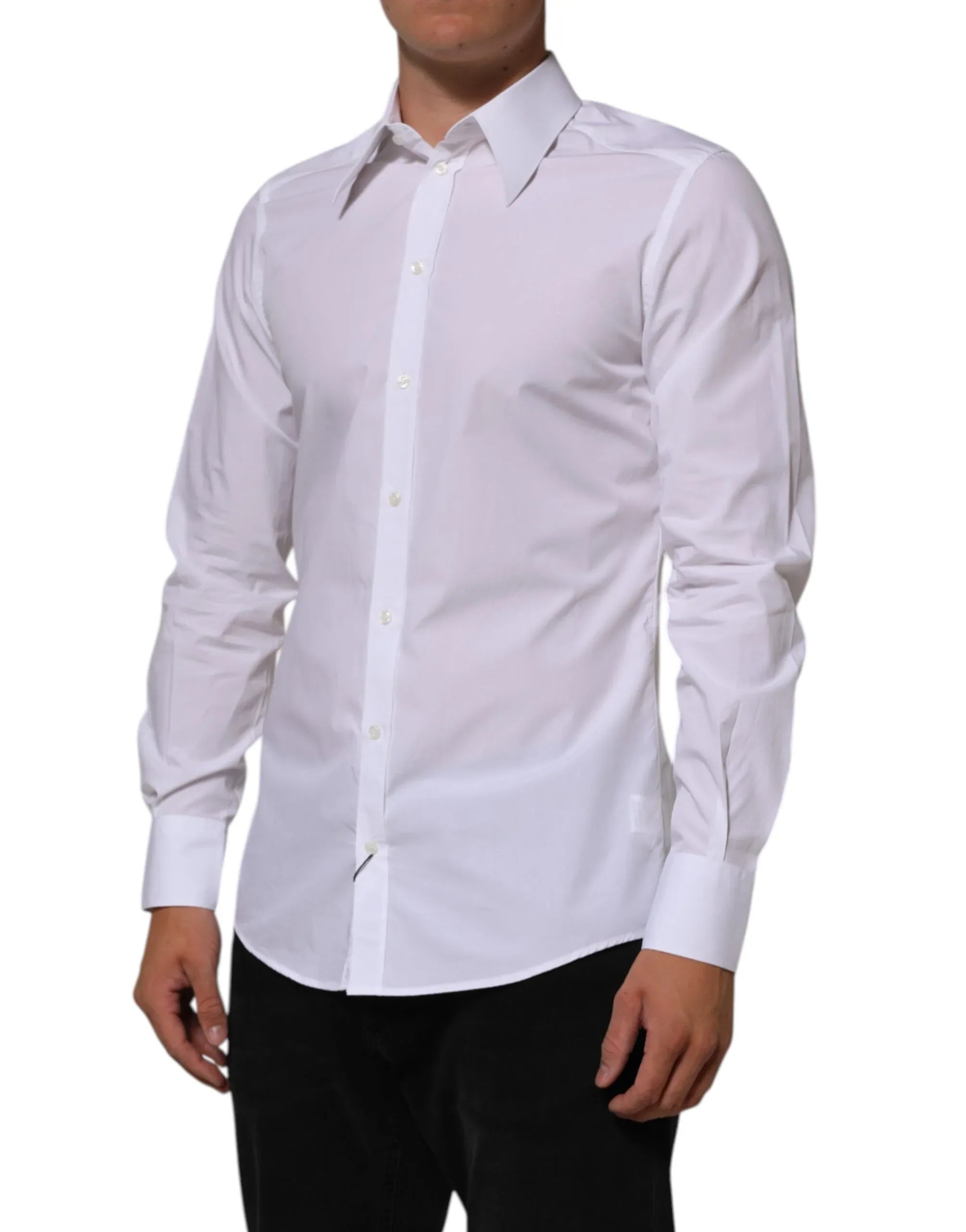 Dolce & Gabbana White Cotton MARTINI Men Formal Dress Shirt - Zeiniez