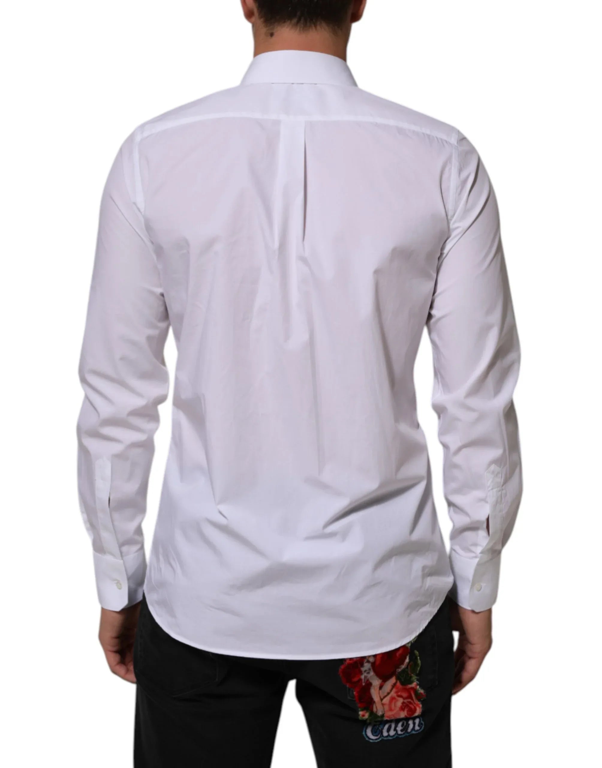 Dolce & Gabbana White Cotton MARTINI Men Formal Dress Shirt - Zeiniez