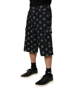 Dolce & Gabbana Black Monogram Denim Cargo Men Bermuda Short - Zeiniez