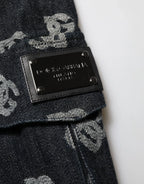 Dolce & Gabbana Black Monogram Denim Cargo Men Bermuda Short - Zeiniez