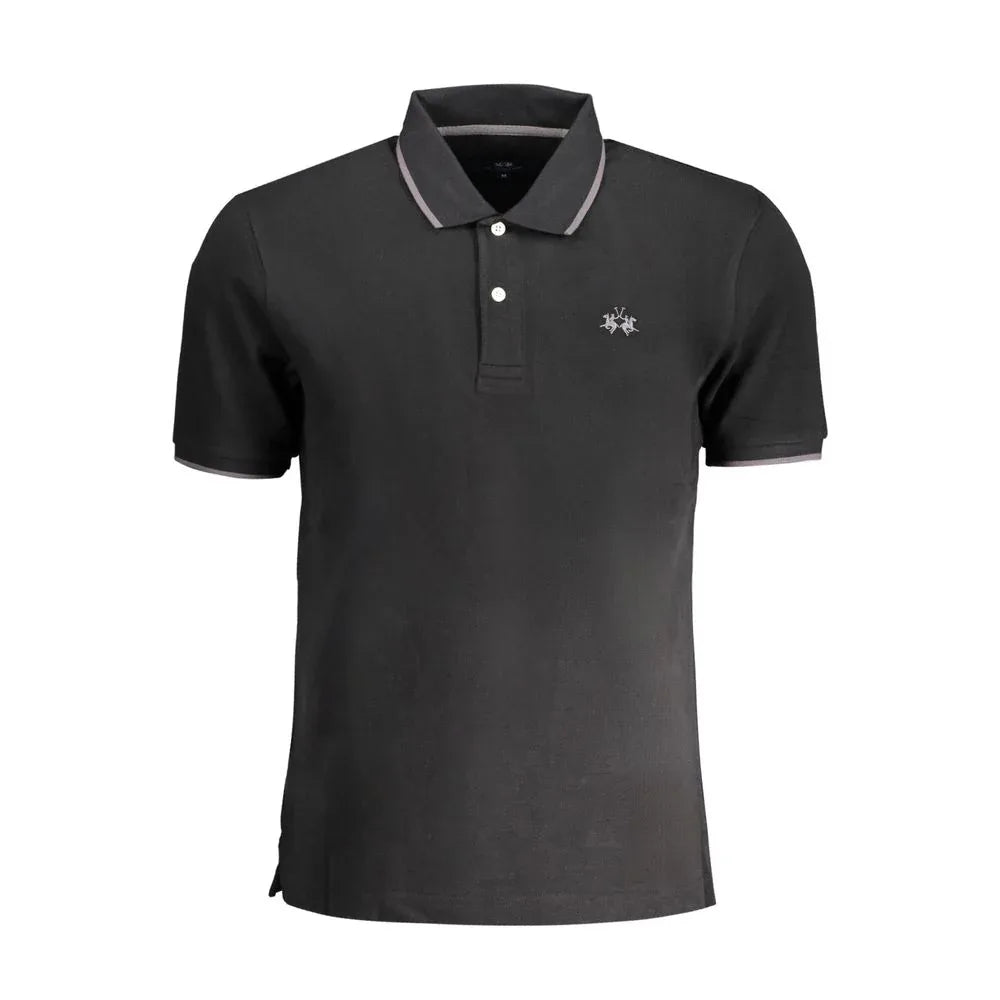 La Martina Black Cotton Men's Polo Shirt - Zeiniez