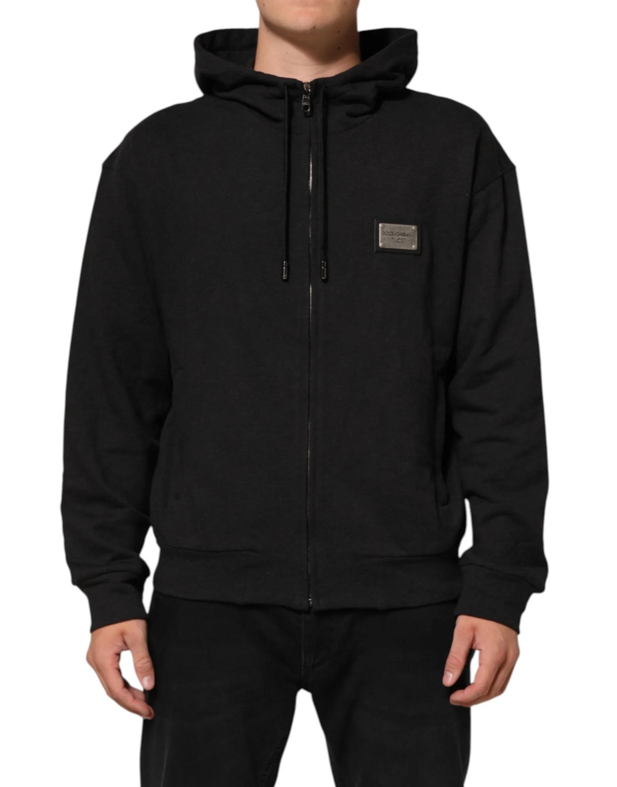 Dolce & Gabbana Black Logo FullZip Hooded Sweatshirt Sweater - Zeiniez