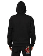 Dolce & Gabbana Black Logo FullZip Hooded Sweatshirt Sweater