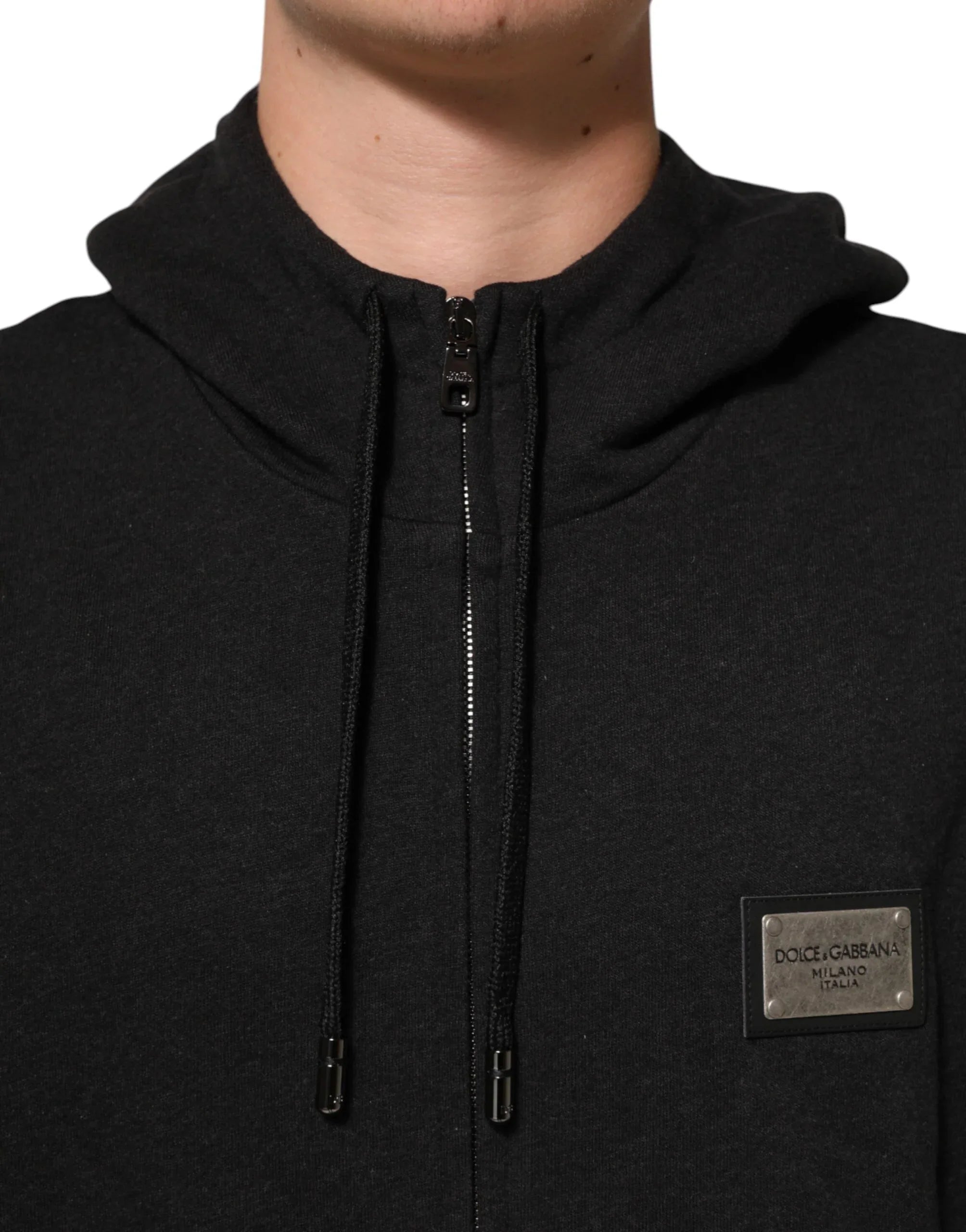 Dolce & Gabbana Black Logo FullZip Hooded Sweatshirt Sweater - Zeiniez