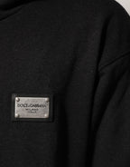 Dolce & Gabbana Black Logo FullZip Hooded Sweatshirt Sweater