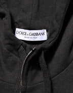 Dolce & Gabbana Black Logo FullZip Hooded Sweatshirt Sweater