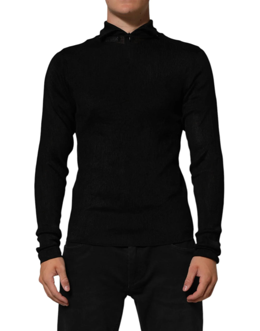 Dolce & Gabbana Black Viscose Turtle Neck Pullover Sweater - Zeiniez