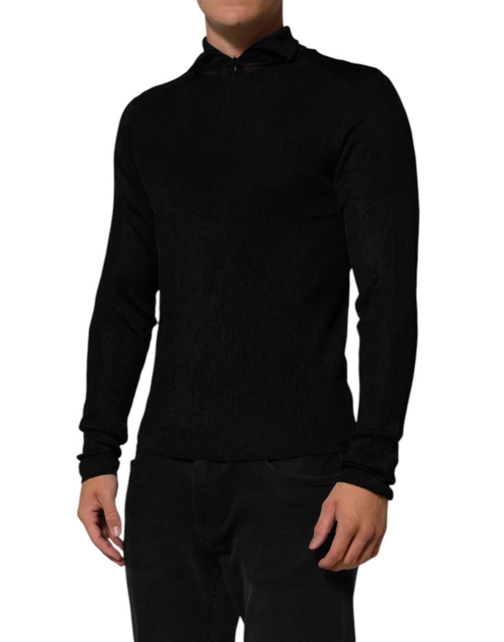 Dolce & Gabbana Black Viscose Turtle Neck Pullover Sweater - Zeiniez