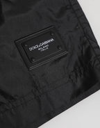 Dolce & Gabbana Black Logo Polyester Beachwear Shorts Swimwear - Zeiniez