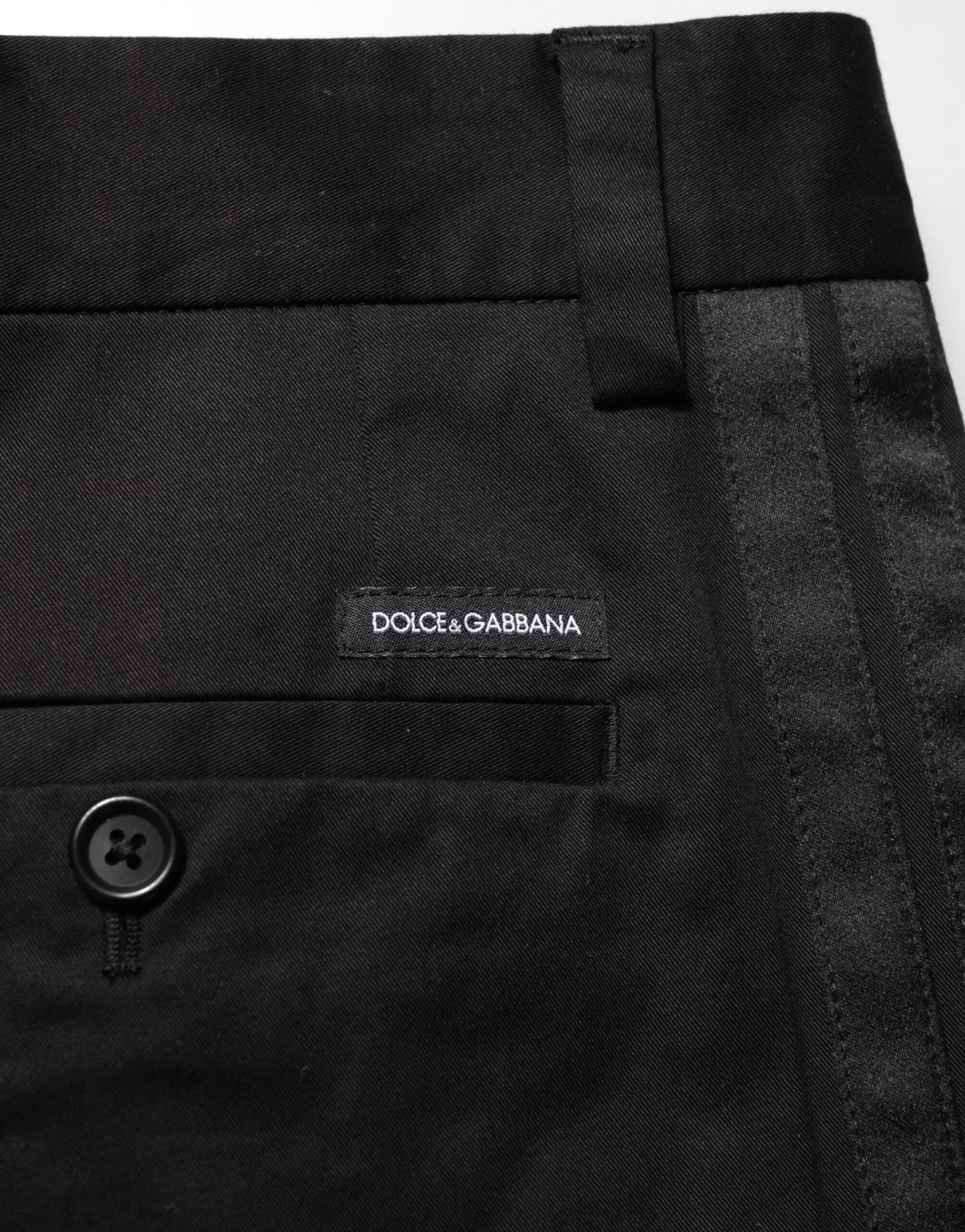 Dolce & Gabbana Black Cotton Stretch Casual Trouser Pants - Zeiniez