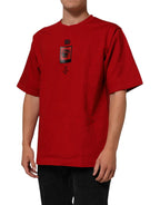 Dolce & Gabbana Red Logo Eye Print Cotton Short Sleeve T-shirt - Zeiniez