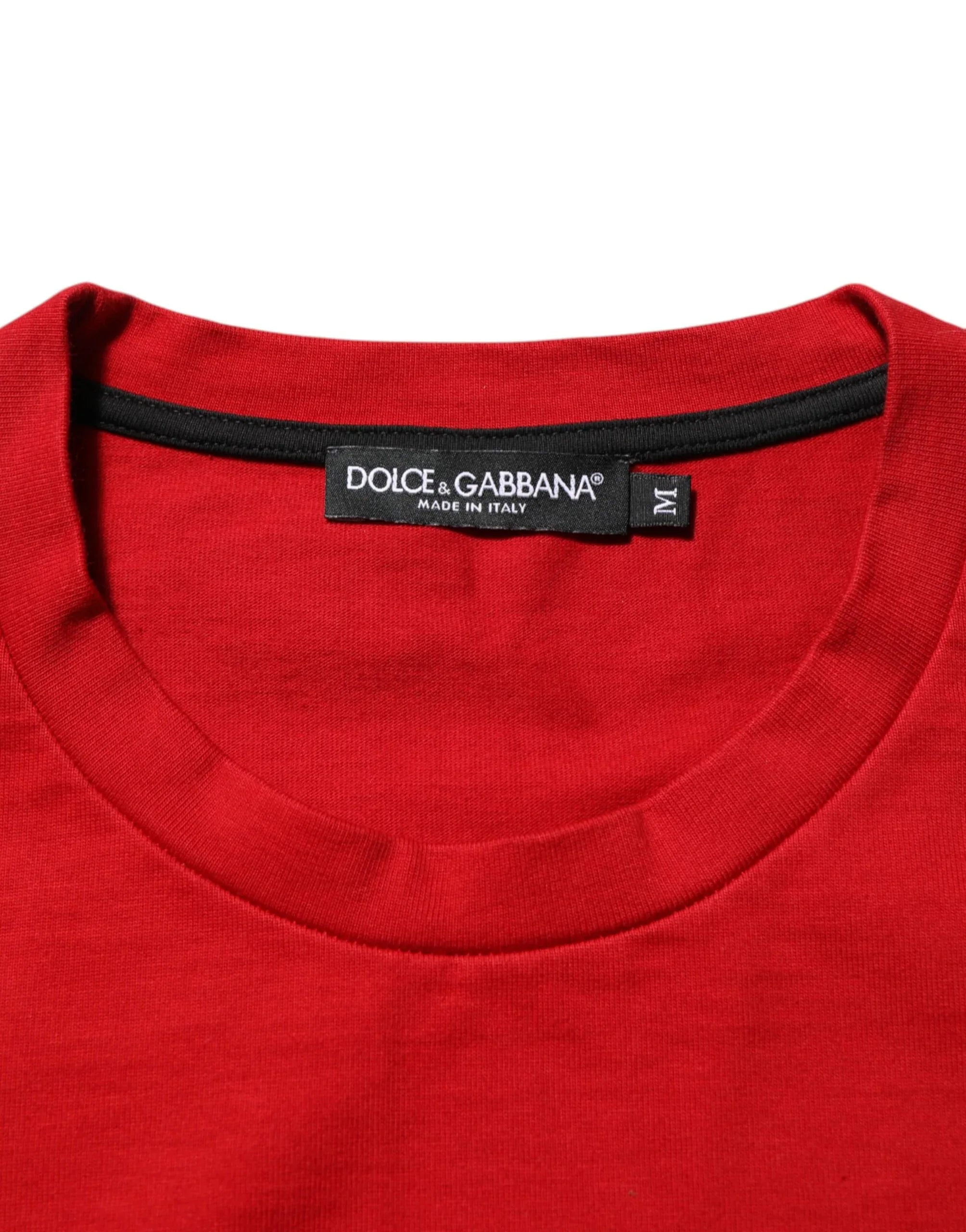 Dolce & Gabbana Red Logo Eye Print Cotton Short Sleeve T-shirt - Zeiniez