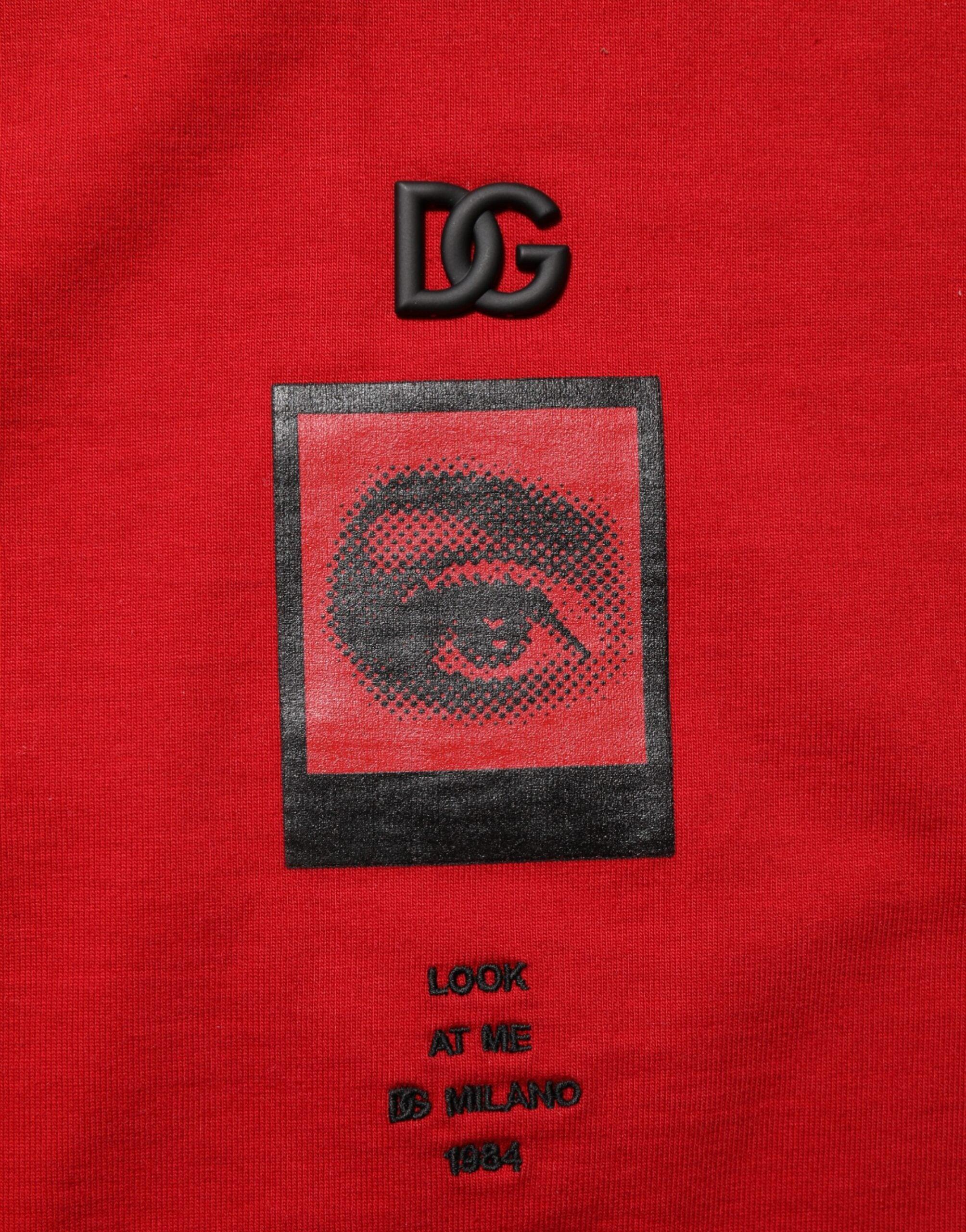 Dolce & Gabbana Red Logo Eye Print Cotton Short Sleeve T-shirt - Zeiniez