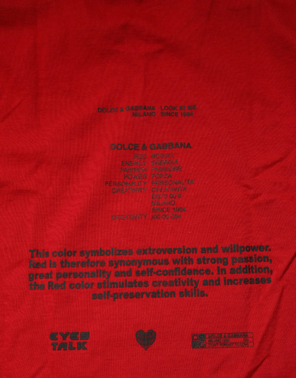 Dolce & Gabbana Red Logo Eye Print Cotton Short Sleeve T-shirt - Zeiniez