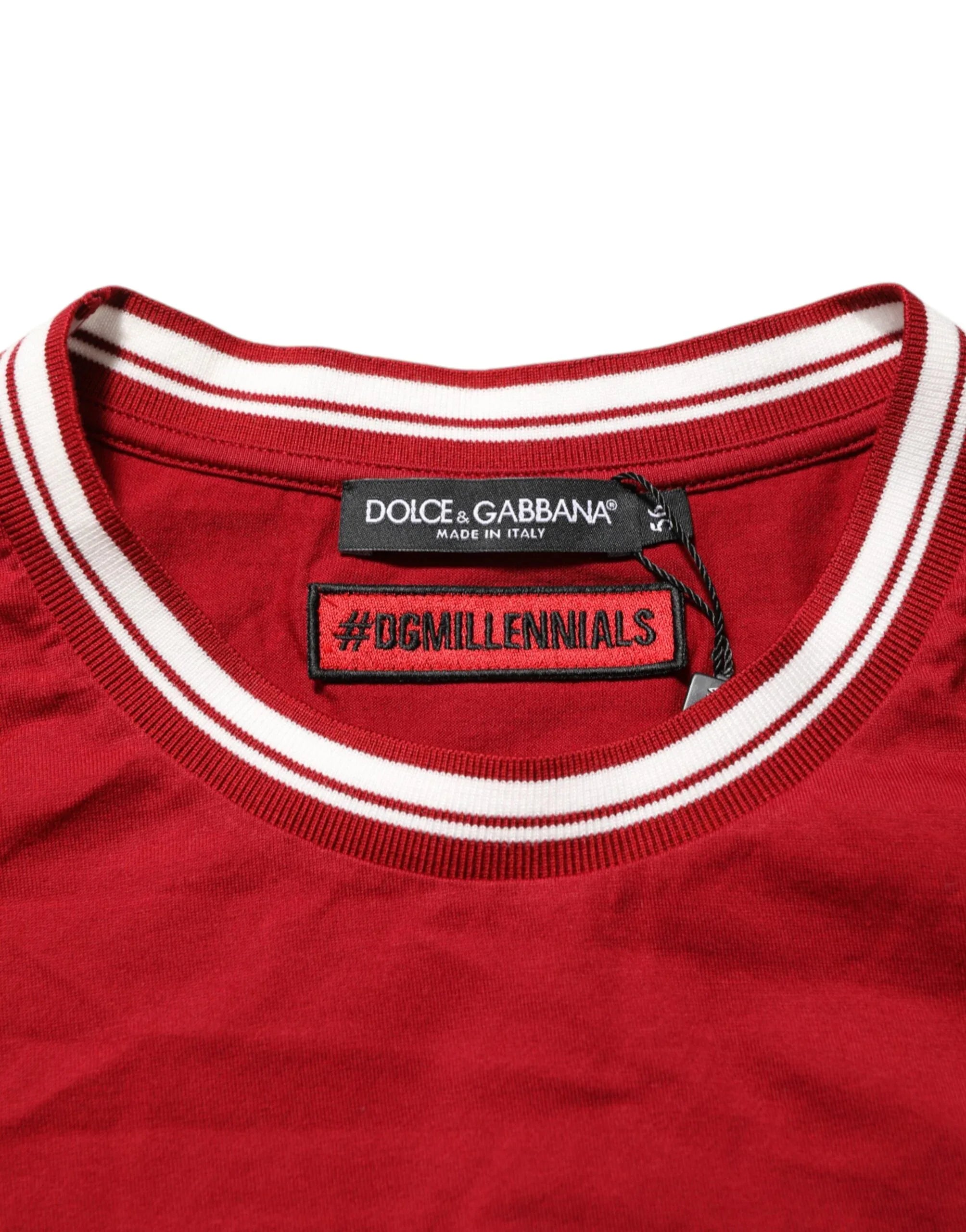 Dolce & Gabbana Maroon LogoCrown Cotton Half Sleeve T-shirt - Zeiniez