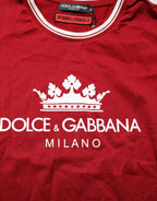 Dolce & Gabbana Maroon LogoCrown Cotton Half Sleeve T-shirt - Zeiniez