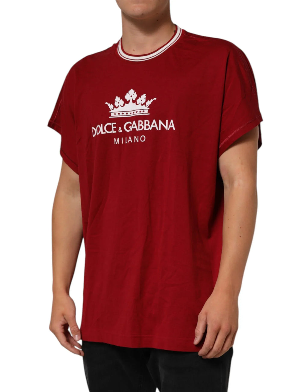 Dolce & Gabbana Maroon LogoCrown Cotton Half Sleeve T-shirt - Zeiniez
