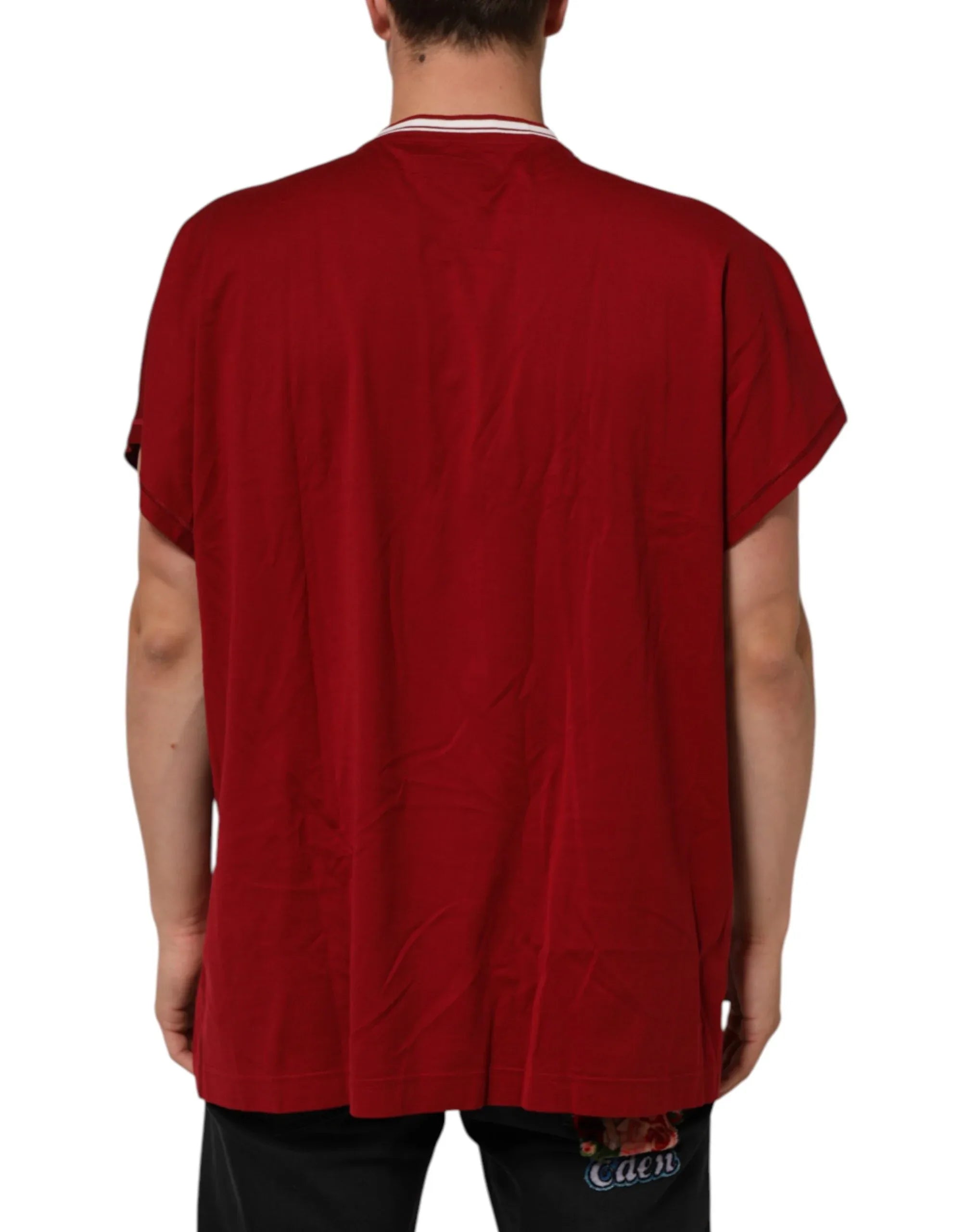 Dolce & Gabbana Maroon LogoCrown Cotton Half Sleeve T-shirt - Zeiniez