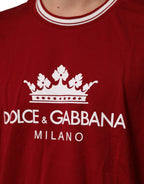 Dolce & Gabbana Maroon LogoCrown Cotton Half Sleeve T-shirt - Zeiniez