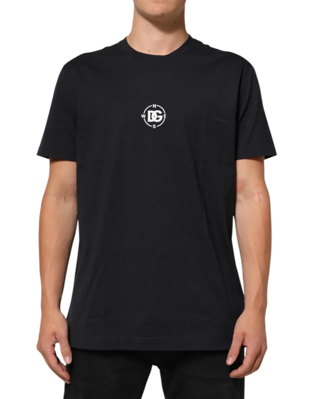 Dolce & Gabbana Black Logo Compass Cotton Crew Neck T-shirt - Zeiniez