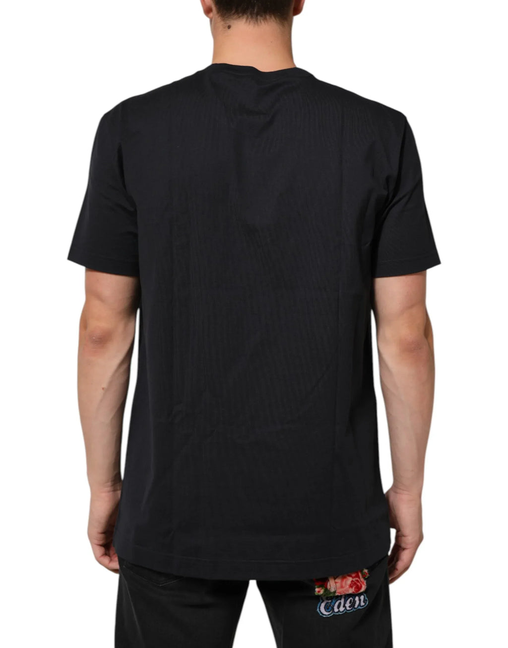 Dolce & Gabbana Black Logo Compass Cotton Crew Neck T-shirt - Zeiniez