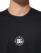 Dolce & Gabbana Black Logo Compass Cotton Crew Neck T-shirt - Zeiniez