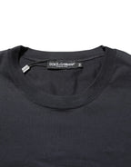 Dolce & Gabbana Black Logo Compass Cotton Crew Neck T-shirt - Zeiniez