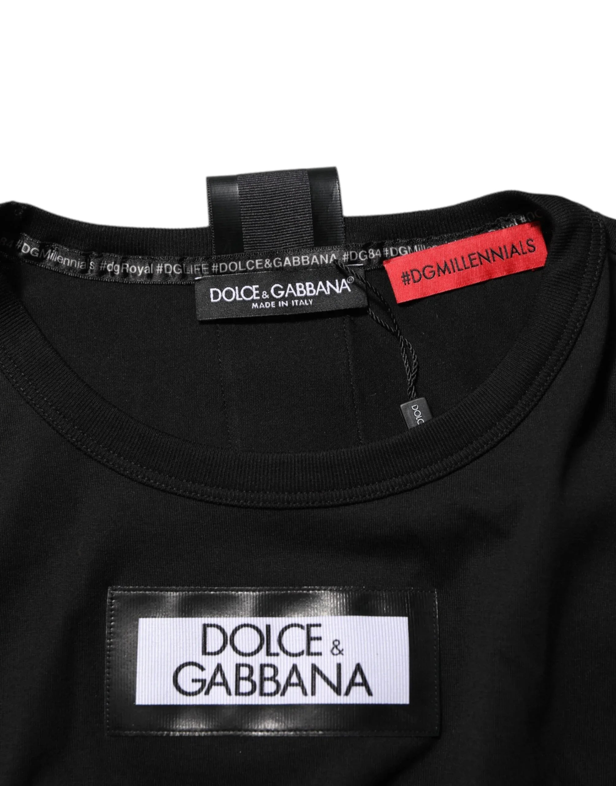 Dolce & Gabbana Black DGRoyals Cotton Men Crew Neck IT T-shirt - Zeiniez