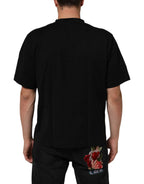 Dolce & Gabbana Black Logo Patch Cotton Men Crew Neck T-shirt - Zeiniez