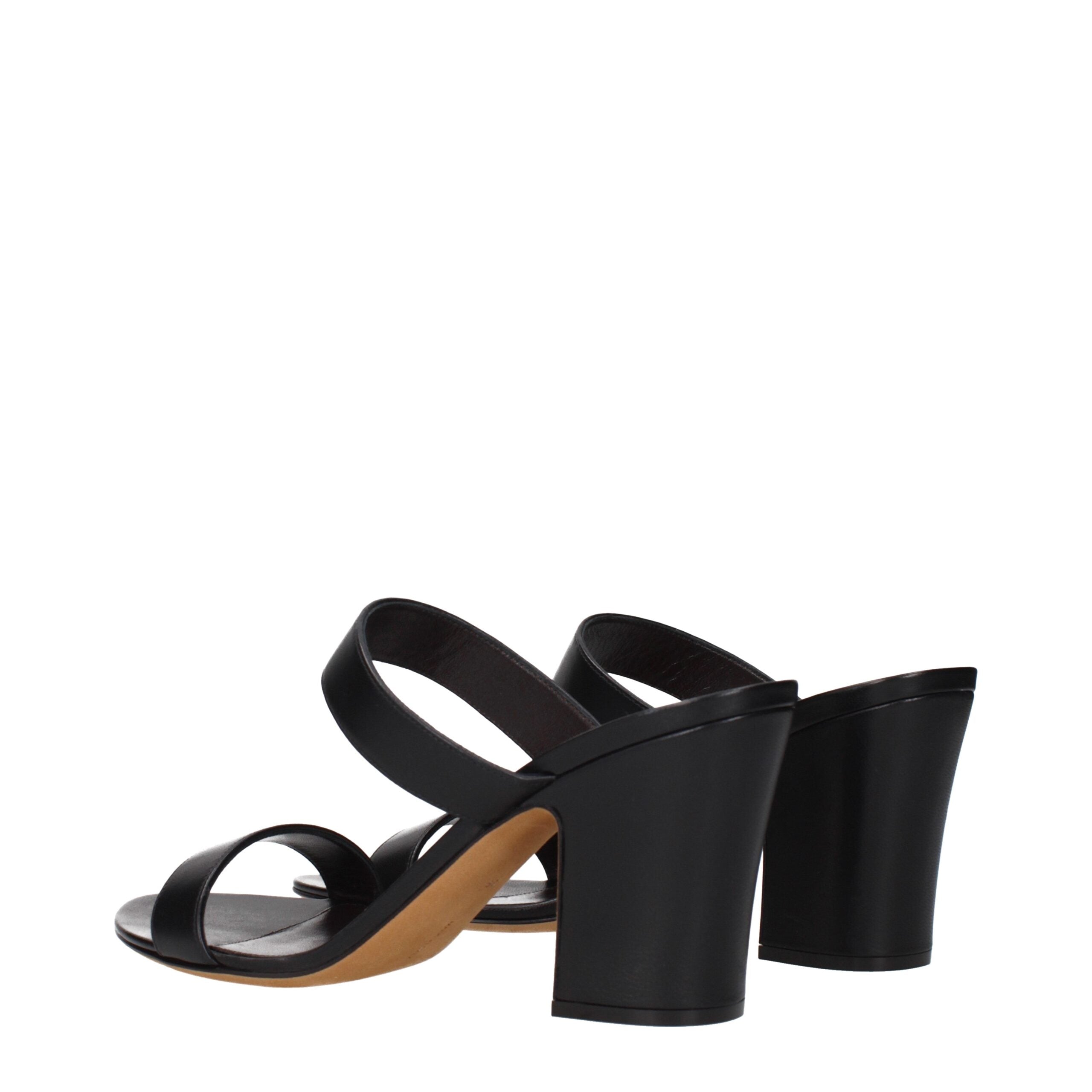 The Row Black Leather Stiletto Heel Sandals