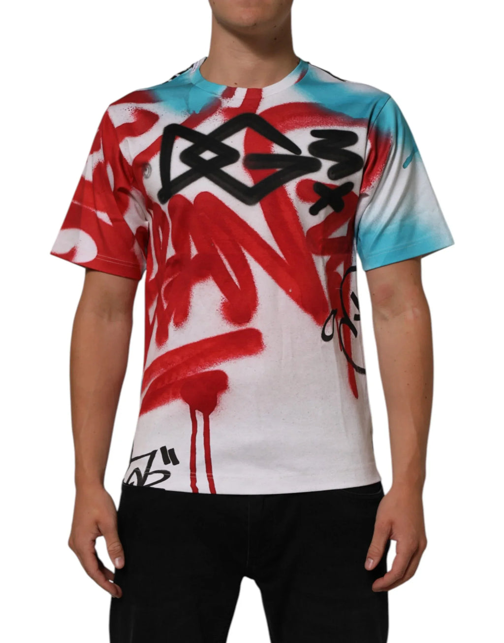 Dolce & Gabbana White Graffiti Crew Neck Short Sleeves T-shirt - Zeiniez