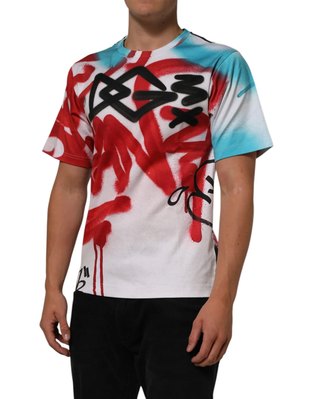 Dolce & Gabbana White Graffiti Crew Neck Short Sleeves T-shirt - Zeiniez