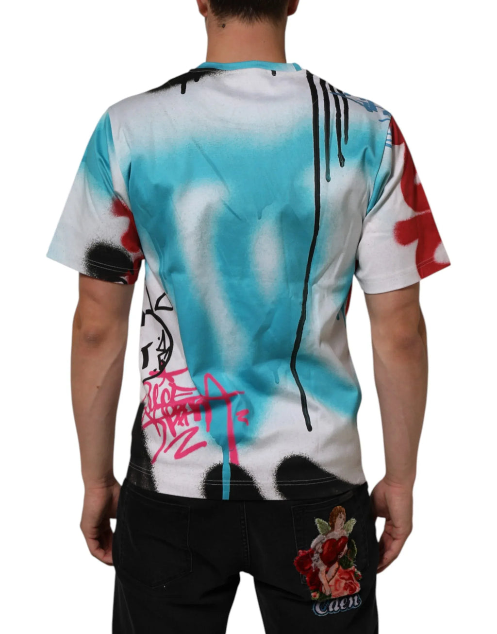 Dolce & Gabbana White Graffiti Crew Neck Short Sleeves T-shirt - Zeiniez