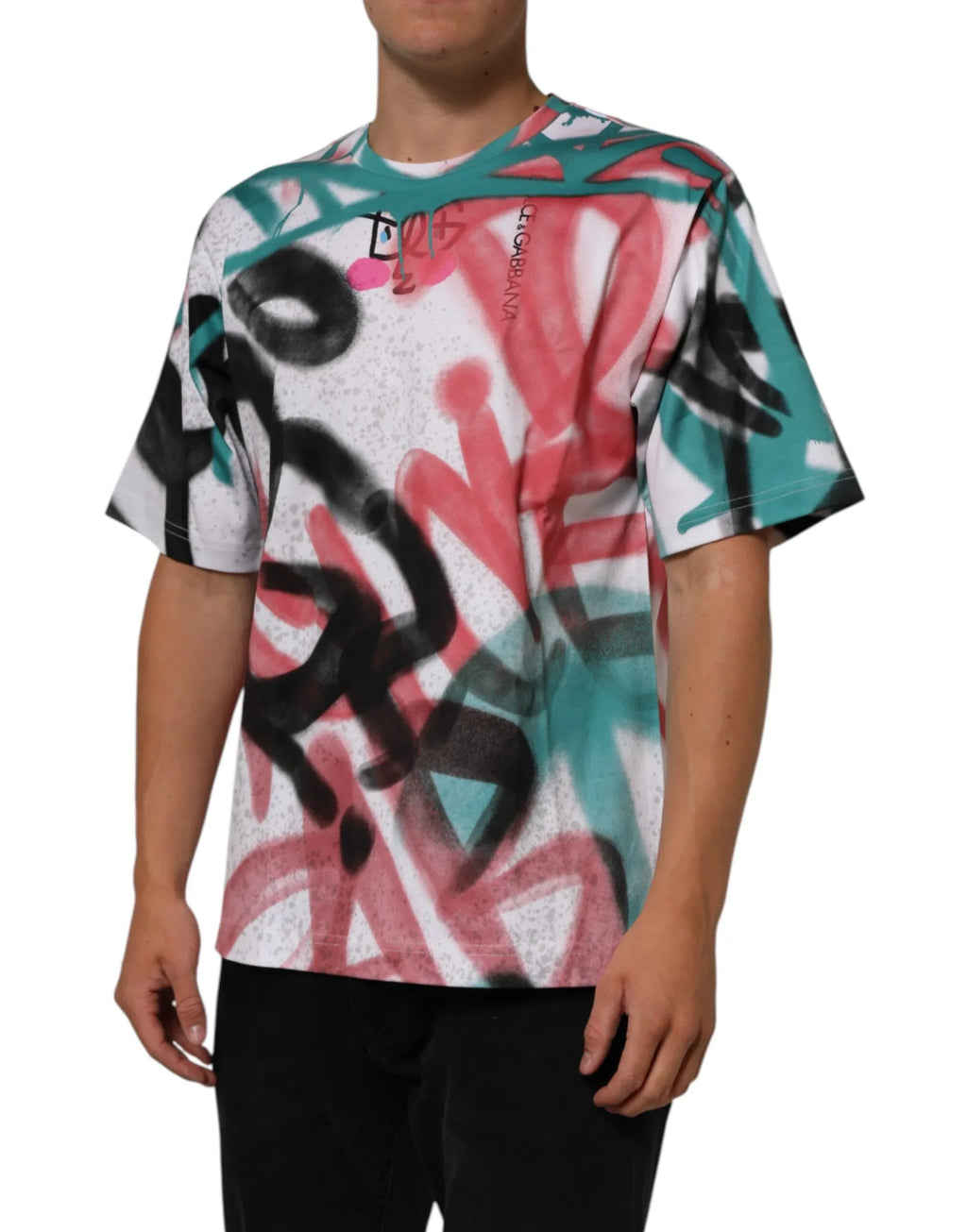 Dolce & Gabbana White Graffiti Crew Neck Short Sleeves T-shirt - Zeiniez