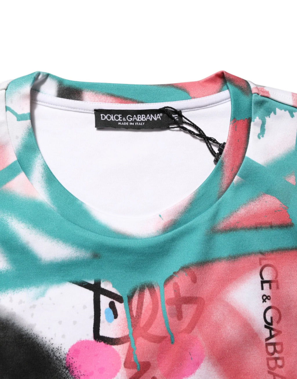 Dolce & Gabbana White Graffiti Crew Neck Short Sleeves T-shirt - Zeiniez