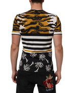 Dolce & Gabbana Multicolor Leopard Palm Leaf Men Crew Neck T-shirt - Zeiniez